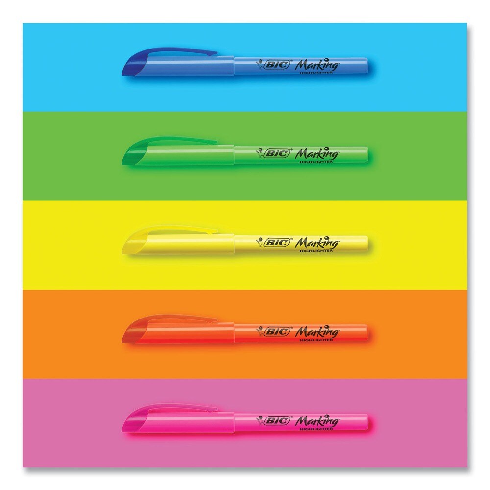 BIC Brite Liner Chisel Tip Highlighter - Fluorescent Blue Ink/Blue/Black Barrel (1-Dozen)