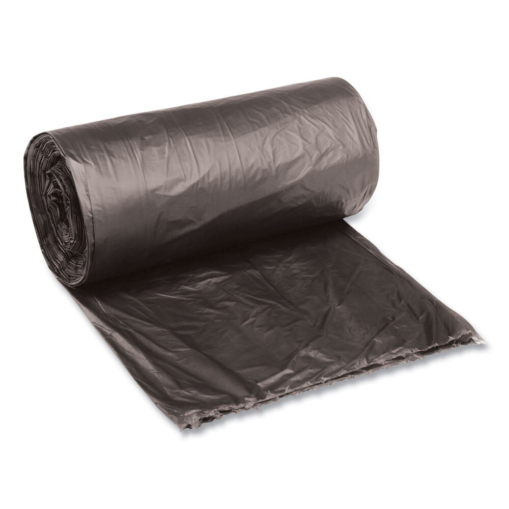 Boardwalk 10 Gallon 0.35 mil 24 in. x 23 in. Perforated Roll Low-Density Waste Can Liners - Black (50 Bags/Roll, 10 Rolls/Carton)