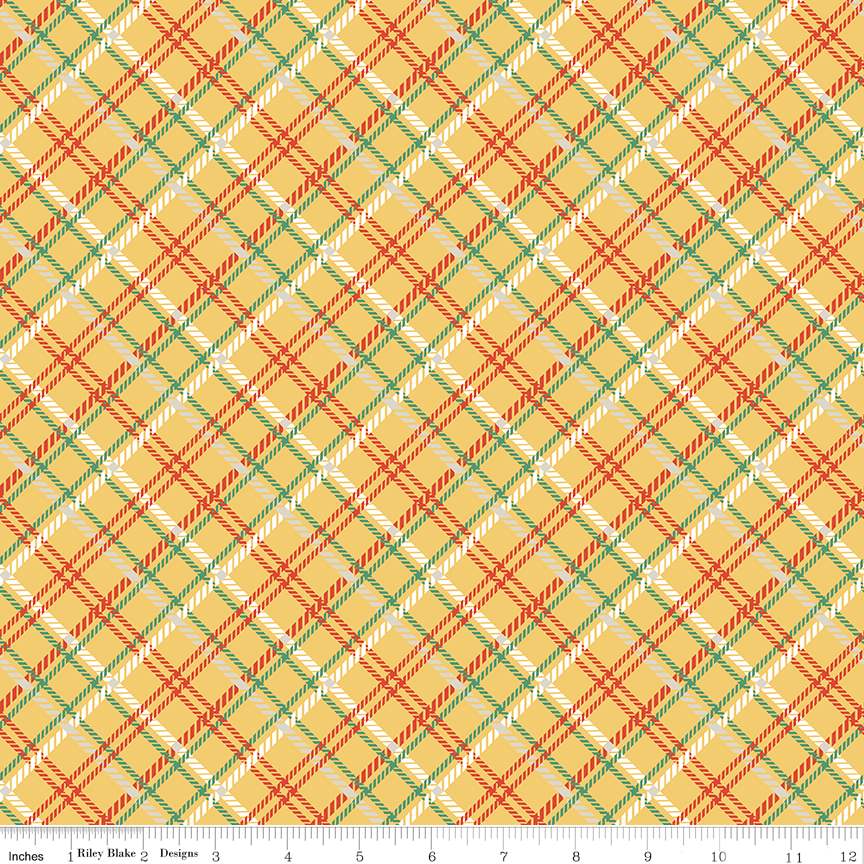 Fabric Riley Blake Yellow Plaid Simple Pleasures by the Quarter Yard C16651-YELLOW