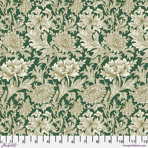 Fabric FreeSpirit Morris & Co. Forest Chrysanthemum Toile Oxford Holiday by the Quarter Yard PWWM013