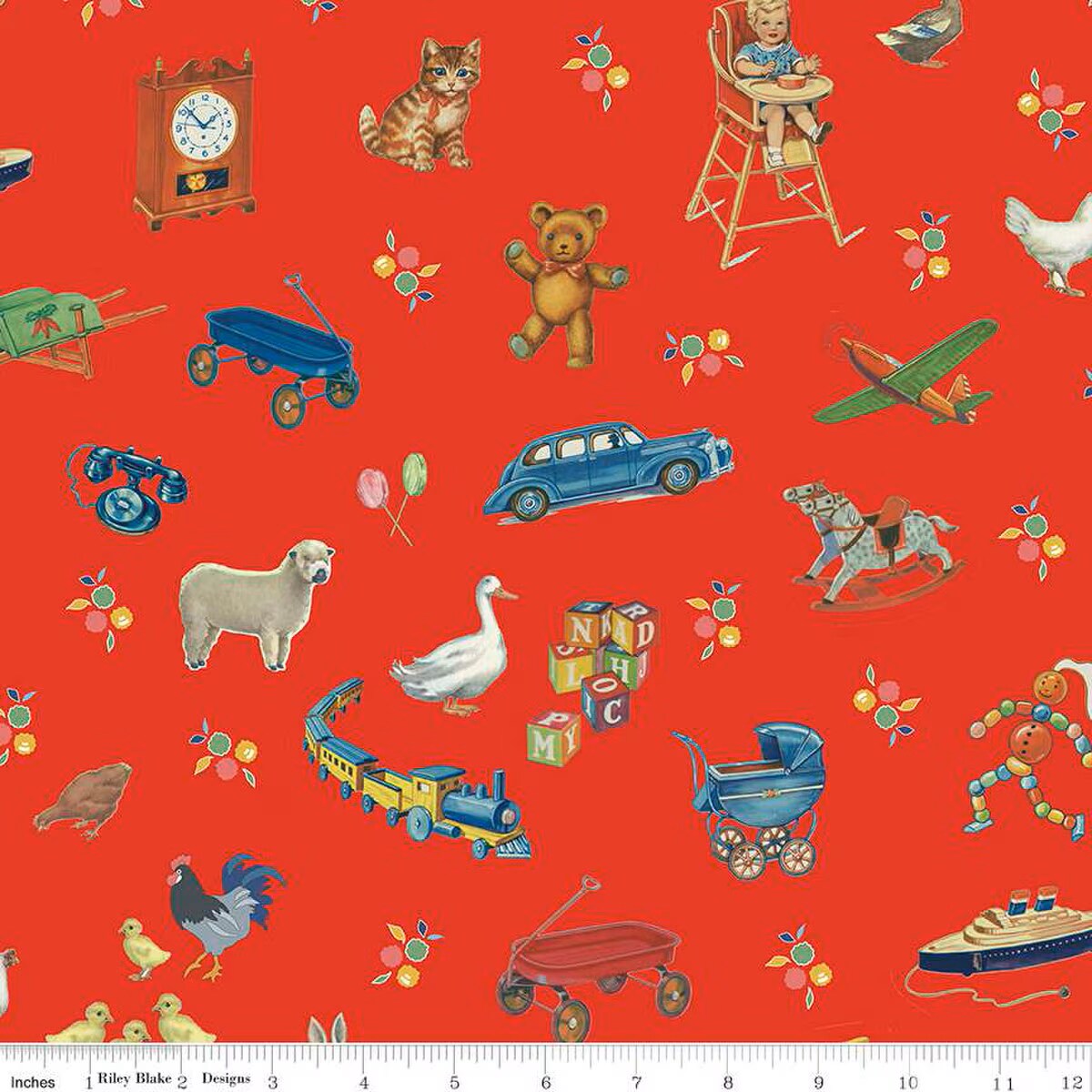 Fabric Riley Blake Strawberry Toys Simple Pleasures by the Quarter Yard CD16656-STRAWBERRY