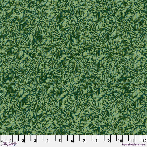 Fabric FreeSpirit Morris & Co. Teal Yew & Aril Bedford Park by the Quarter Yard PWWM135.TEAL