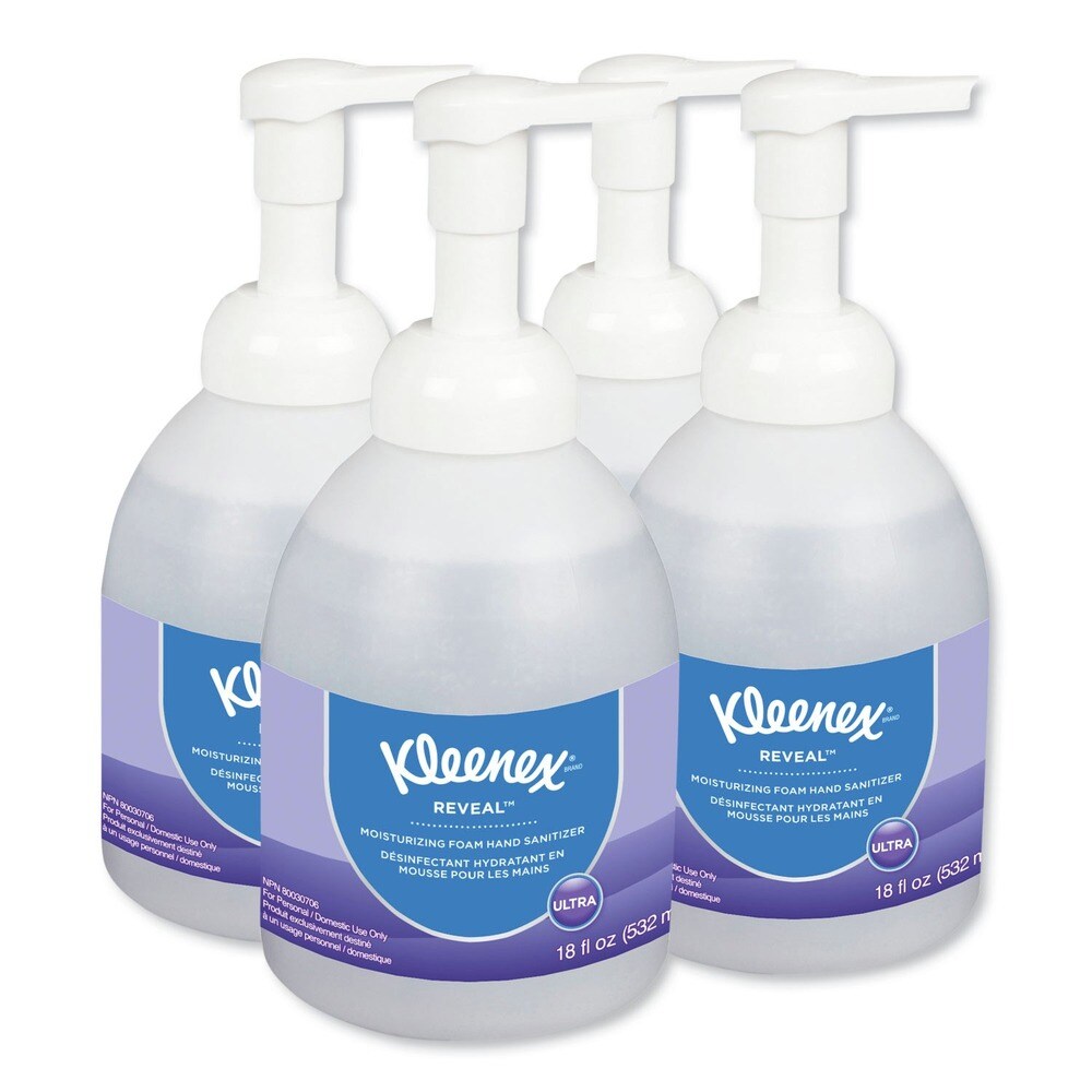 Kleenex Reveal 18 oz. Bottle Ultra Moisturizing Foam Hand Sanitizer - Fragrance-Free (4/Carton)