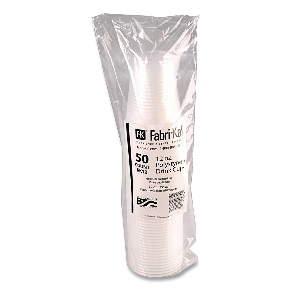 Fabri-Kal RK 12 oz Ribbed Plastic Cold Drink Cups - Translucent (50/Sleeve, 20 Sleeves/Carton)