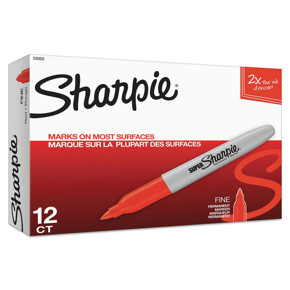 Sharpie Super Permanent Marker - Fine Bullet Tip/Red (1-Dozen)