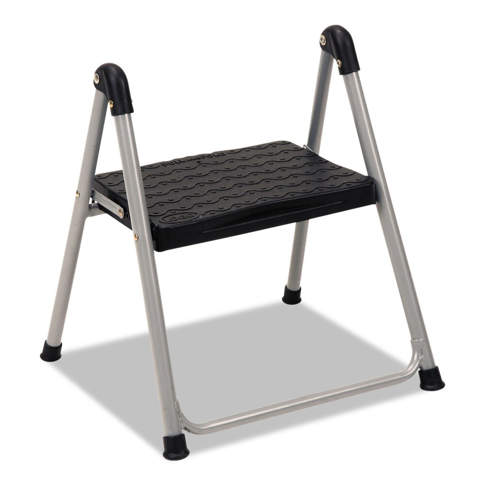 Cosco 9.9 in. Working Height 200 lbs. Capacity Folding 1-Step Stool - Platinum/Black