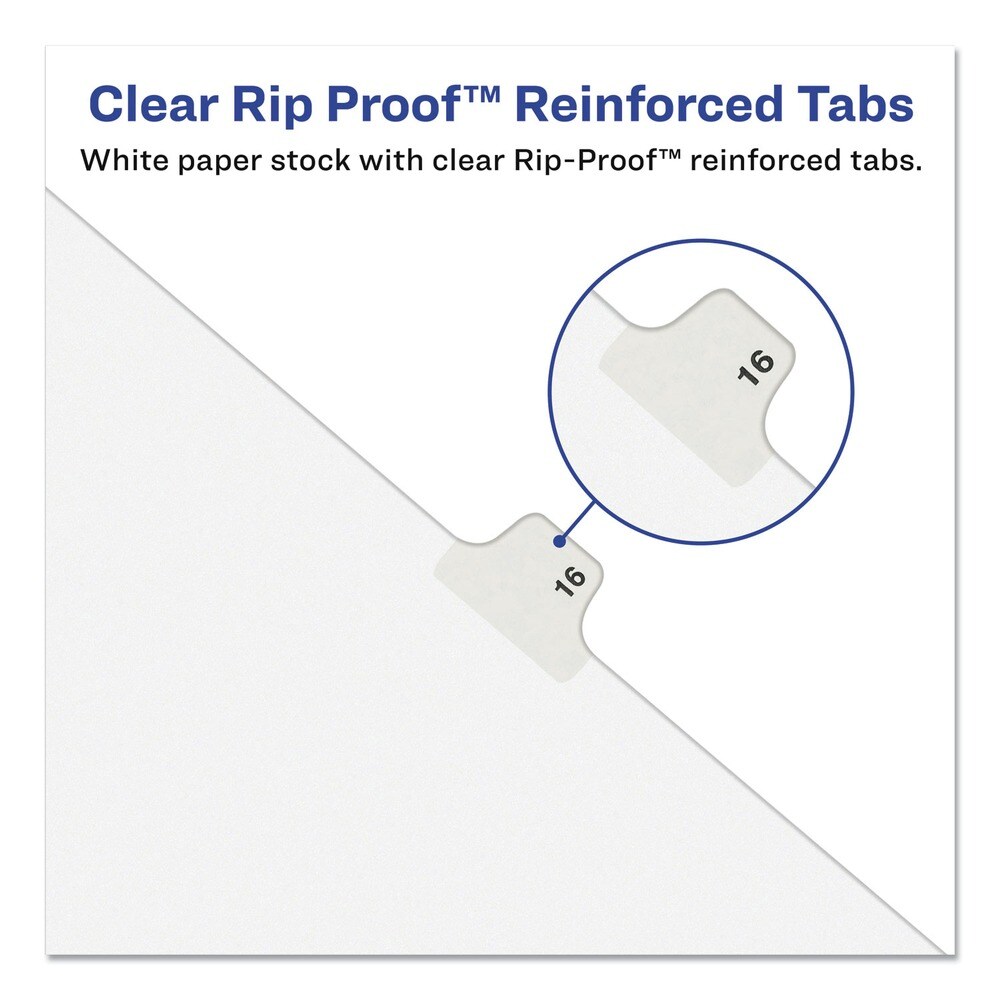 Avery 11 in. x 8.5 in. 26-Tab D Avery Style Preprinted Legal Exhibit Side Tab Index Dividers - White (25/Pack)