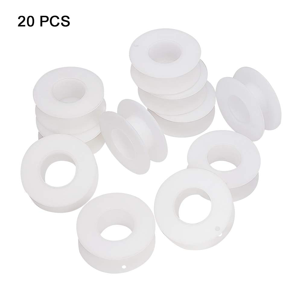 20 Pack Empty Spool, Plastic Ribbon Spools Wire Weaving Bobbins Empty Thread Spools Ribbon Chain Tape Spools White Spools for Embroidery Thread Yarn Ribbon Crafts Sewing 2.16x0.78inch