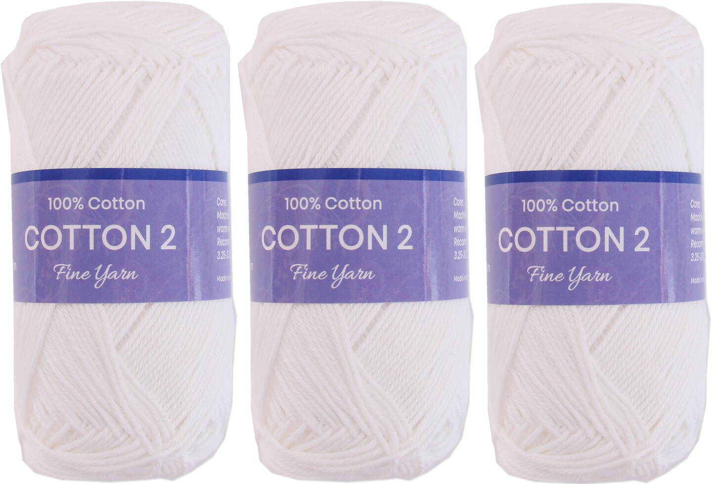 Threadart 100% Pure Cotton Crochet Yarn Size 2 | 50 gram Skeins |165 yds per Skein | Fine #2 | Singles, 3 Packs, & 6 Packs