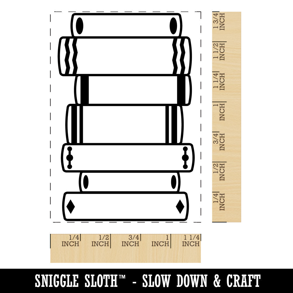 Book Tracker Stack of Book Spines Rectangle Rubber Stamp for Stamping Crafting