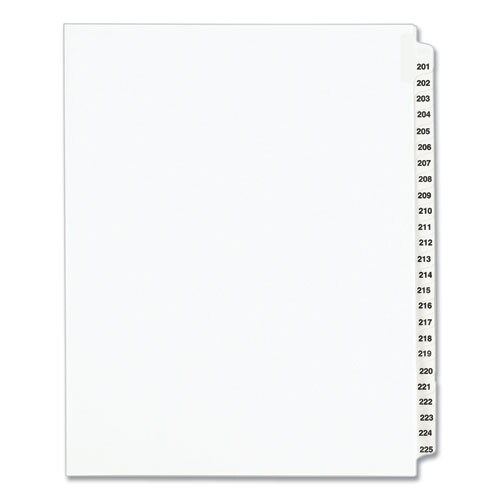 Avery 11 in. x 8.5 in. 25-Tab 201 to 225 Avery Style Preprinted Legal Exhibit Side Tab Index Dividers - White (1-Set)
