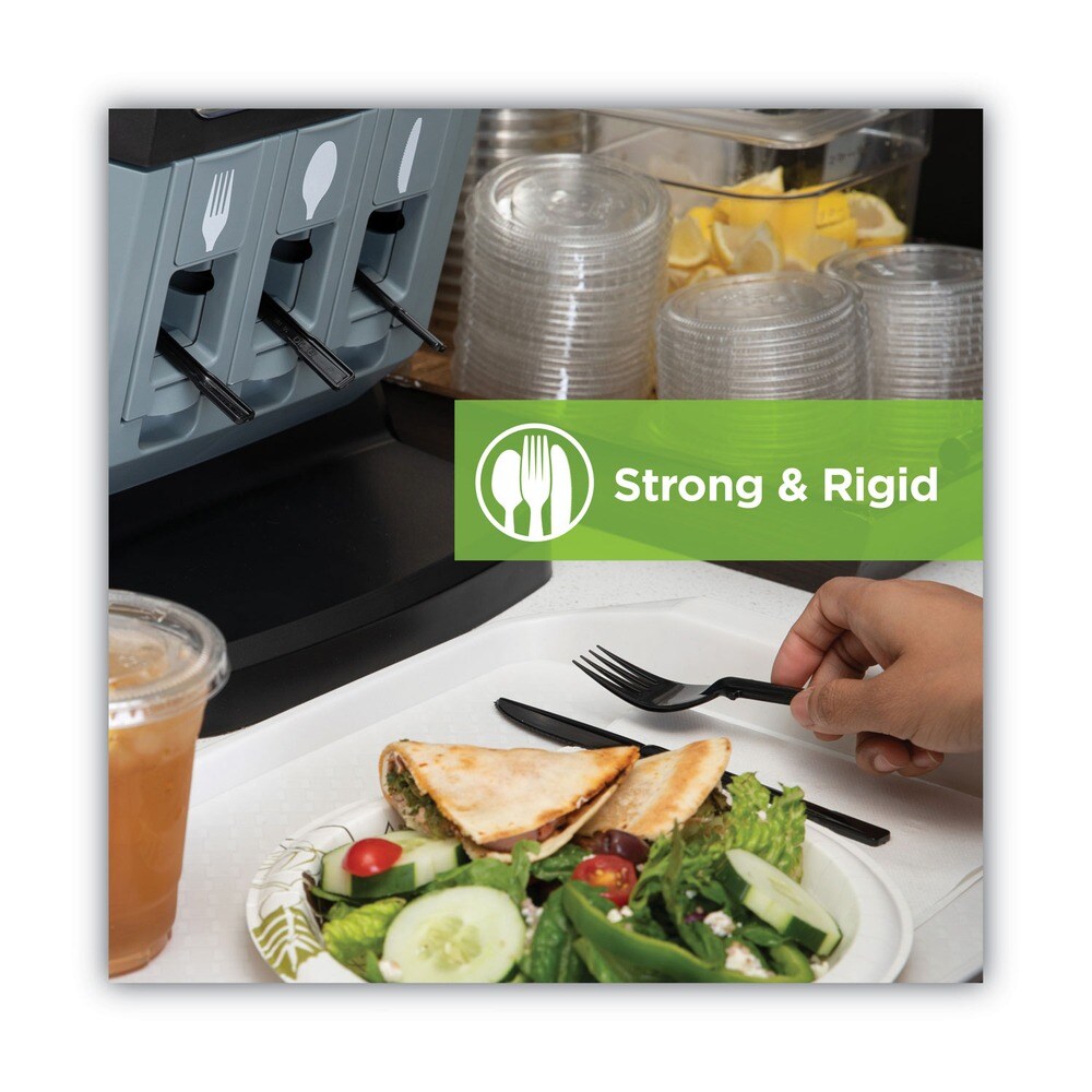 Dixie SmartStock Tri-Tower Dispensing System Polypropylene Cutlery Mediumweight Plastic Fork - Black (960/Carton)