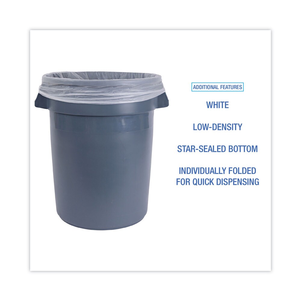 Boardwalk 38 in. x 58 in. 60 gal. 0.9 mil Linear Low Density Industrial Can Liners - White (100/Carton)