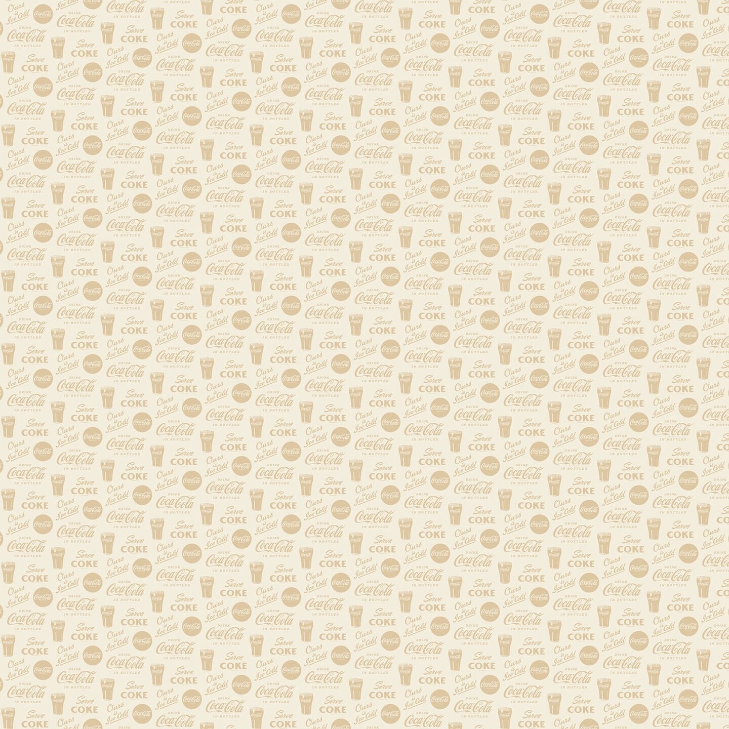 Fabric Northcott Cream Tonal Coke Sayings Coca Cola by the Quarter Yard CC1007-30