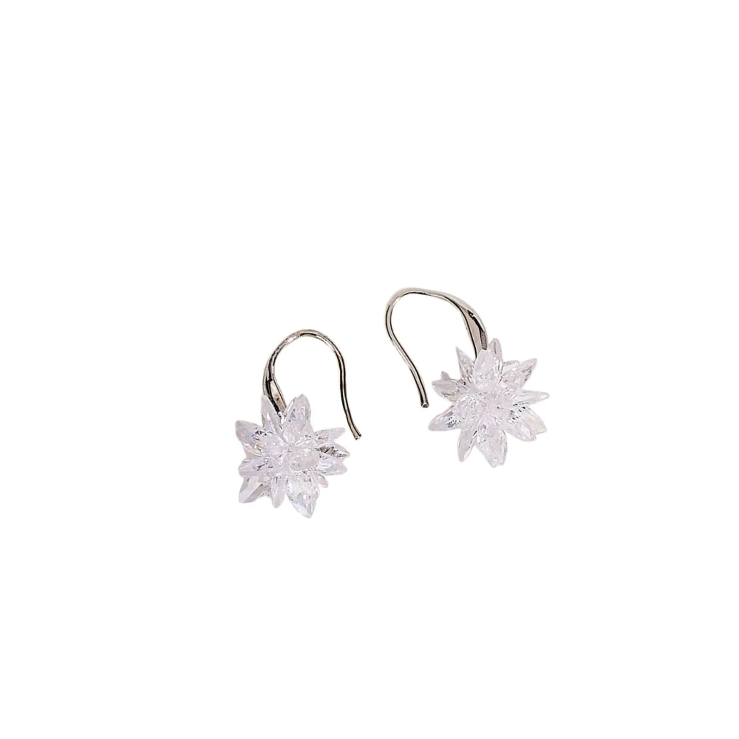 Dangle Earrings for Women - Small Flower Earring with White Crystal Teardrop Leverback Dangle Earrings Trendy Bollywood Style Upscale Dangly Earrings - Birthday Gift for Her