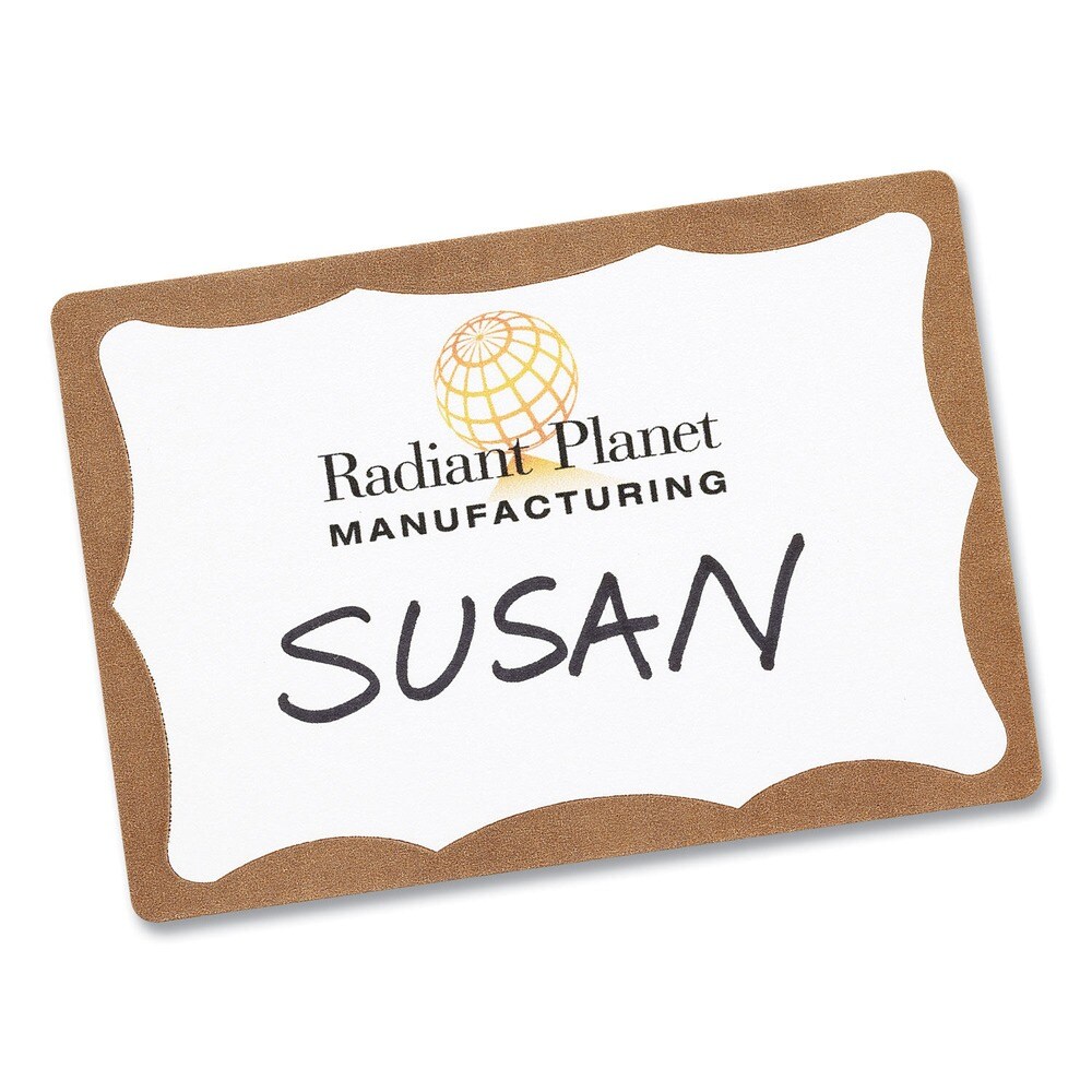 Avery 3.38 in. x 2.33 in. Printable Adhesive Name Badges - Gold Border (100/Pack)