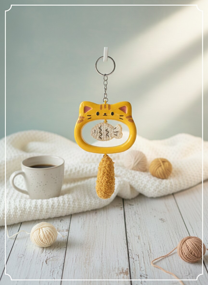 Original Design 3D Printed Animal Keychain, Crochet Amigurumi