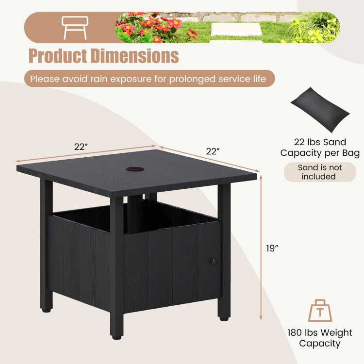 Outdoor Side Table with 1.89" Umbrella Hole Patio Table Base Stand