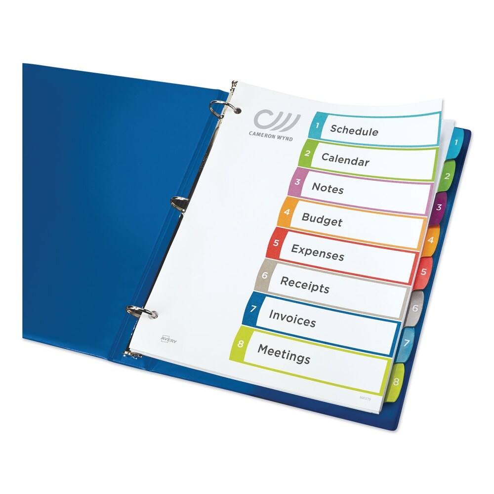 Avery 1 - 8 Tab 11 in. x 8.5 in. Customizable TOC Ready Index Divider Set - Multicolor (1 Set)