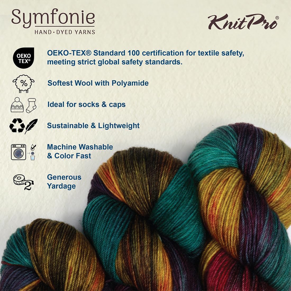 KnitPro Symfonie Premium Hand-Dyed Merino Wool & Polyamide Sock Yarns|Terra Variegated Colors