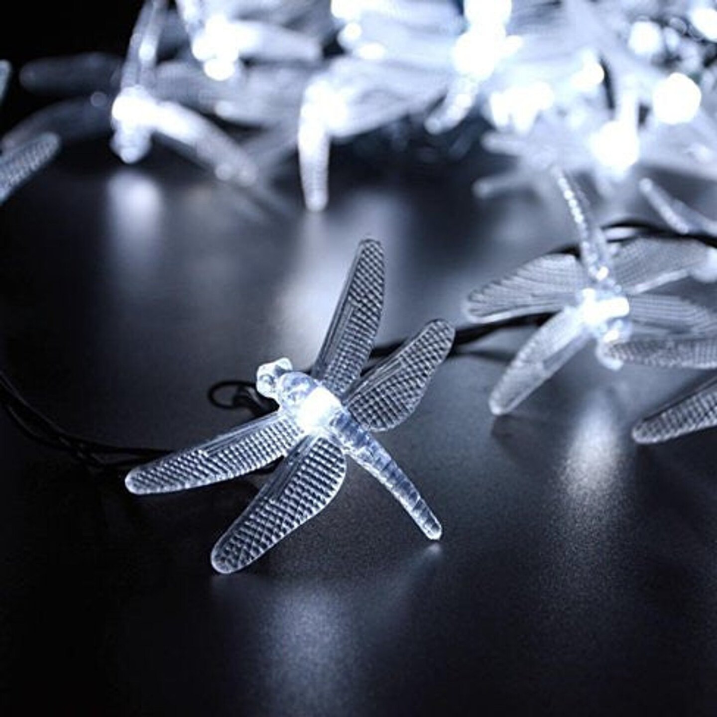 Edge Collections - 10' - Colorful Solar Powered Dragonfly String Lights - 1 Piece