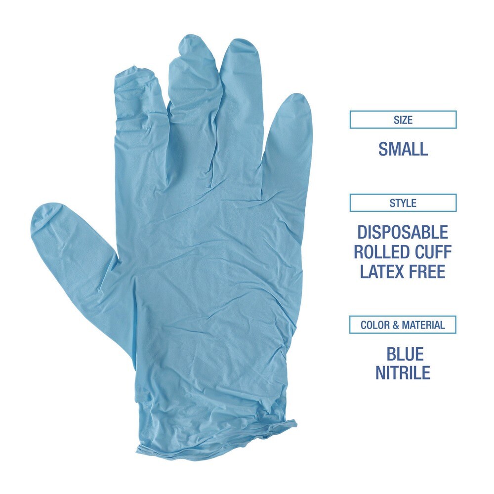 Boardwalk 5 mil. Disposable Examination Nitrile Gloves - Small, Blue (100/Box)
