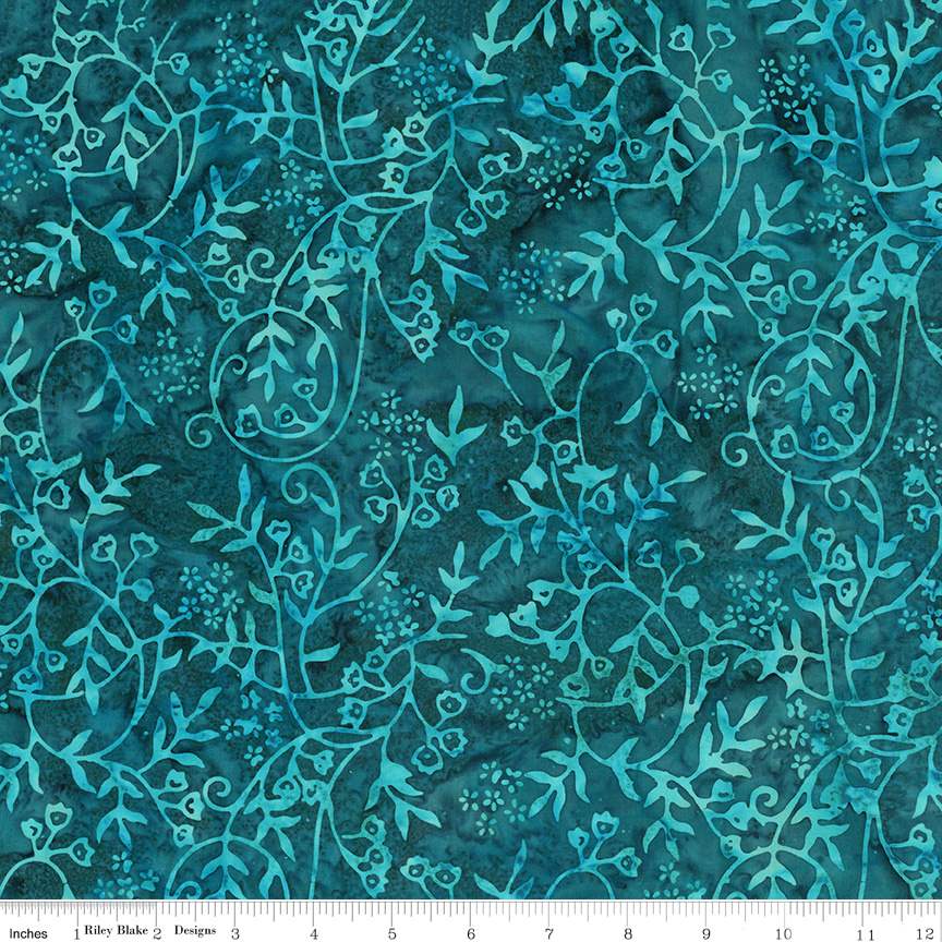 Fabric Riley Blake Teal Waterfall Divine Vines Expressions Batiks by the Quarter Yard BT23300-278