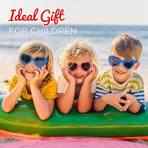 4E's Novelty Valentines Day Sunglasses for Kids – 30 Pack Heart Shaped Glasses, Bulk Classroom Exchange Gifts & Party Favors for Toddlers, Candy-Free Valentine Prizes for Ages 3–7