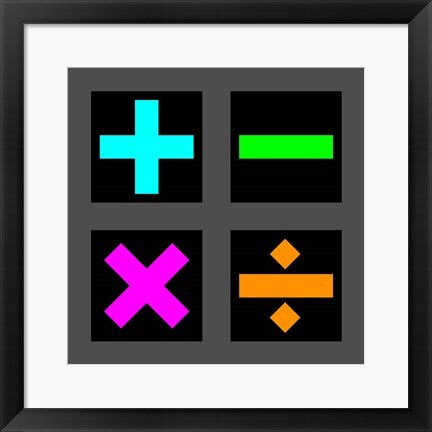 Framed Art Math Symbols Square - Colorful Symbols Wall Decor 18x24 Artwork