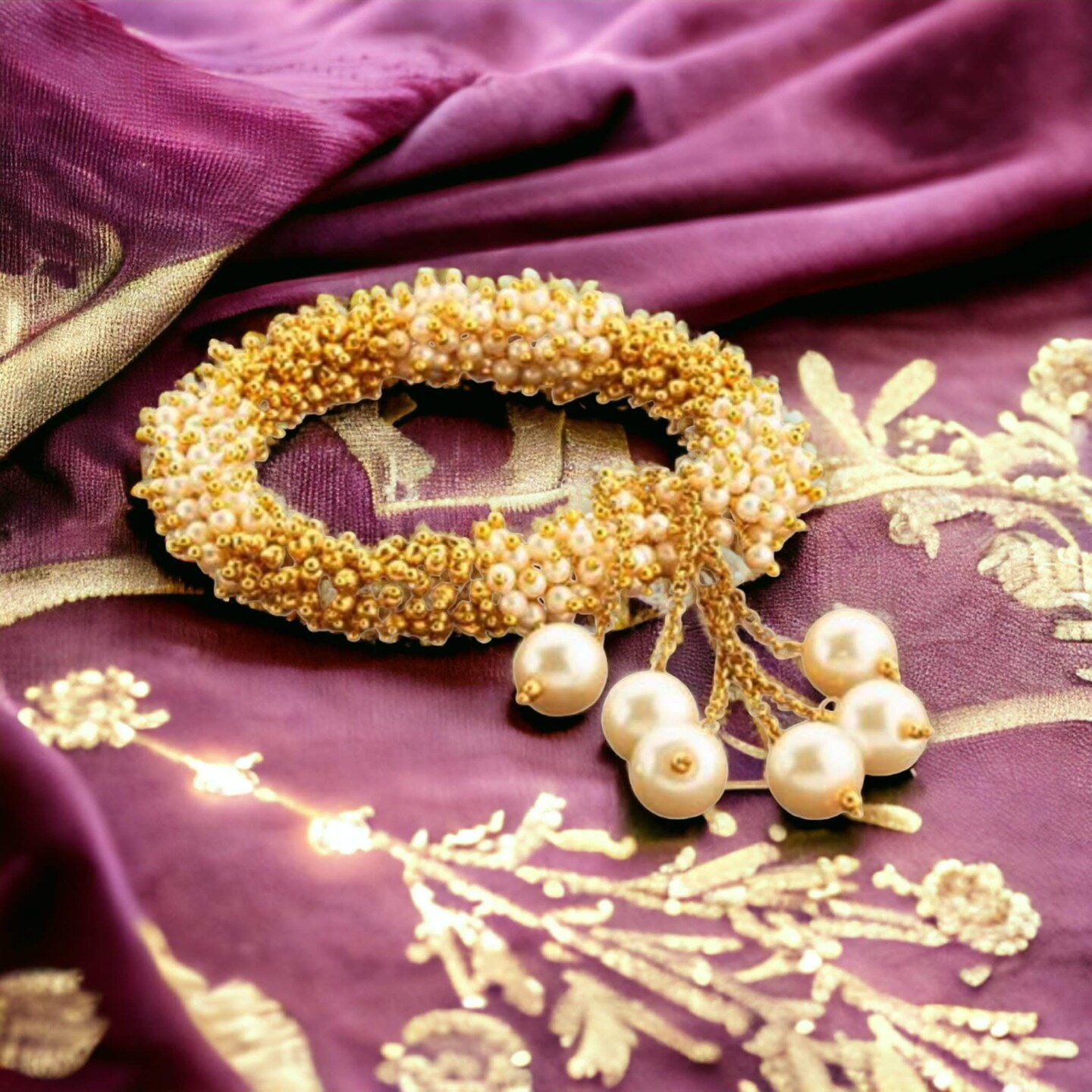 Antique Adjustable Bracelet with Gold Plating Bangle Bracelets for Women Gold and Pearl Bracelet Indian Jewellary Indian Favor or Mothers Day Valentines Anniversary Birthday Gifts