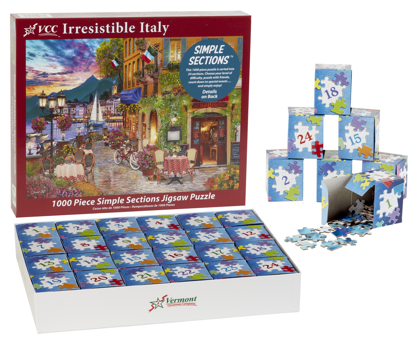 Irresistible Italy Simple Sections™ Jigsaw Puzzle - 1000 Pieces - by Vermont Christmas Company - 24 Sections to Complete - Choose Your Difficulty Level