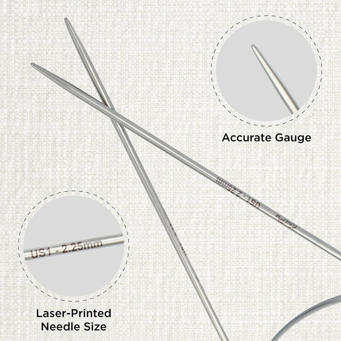 KnitPro Stelo Lace Fixed Circular Knitting Needles 16" (40cm) Size 0 - 15