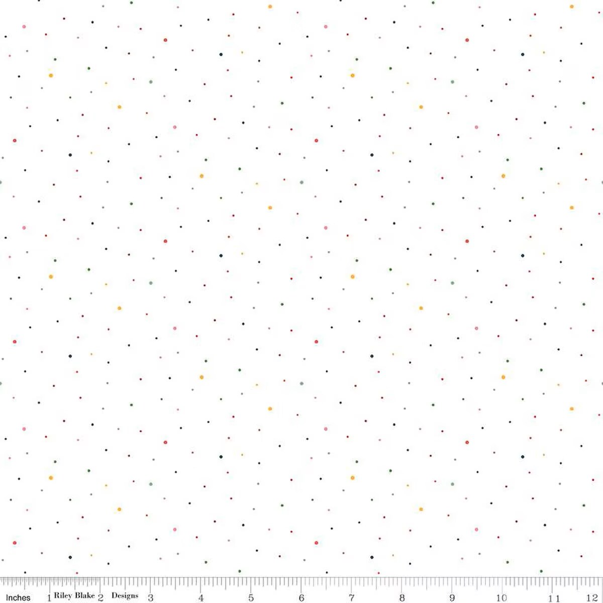 Fabric Riley Blake Basics Rainbow on White Dapple Dot by the Quarter Yard C645-RAINBOW