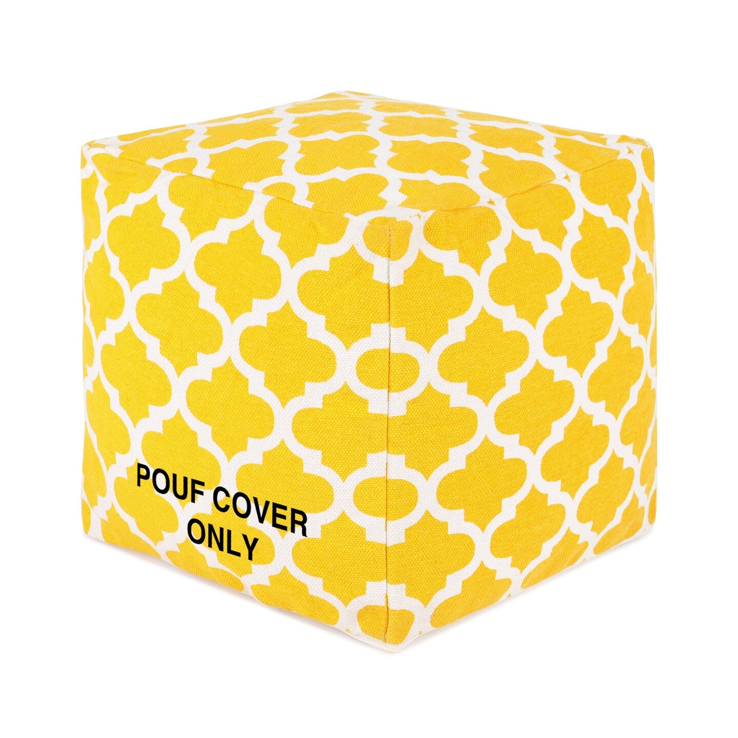 Edge Collections-16" , 18"-Yellow-Handcrafted Decorative Pouf Cover for Versatile Seating-1 pcs