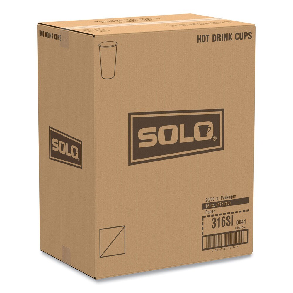 SOLO 16 oz. Paper Hot Drink Cups in Bistro Design - Maroon (50/Pack)