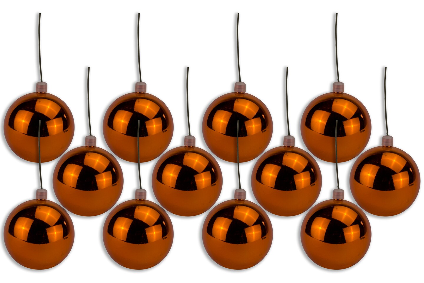 12 Pack 100mm 4&#x22; Shiny Orange Ball Ornament with Wire and UV Coating