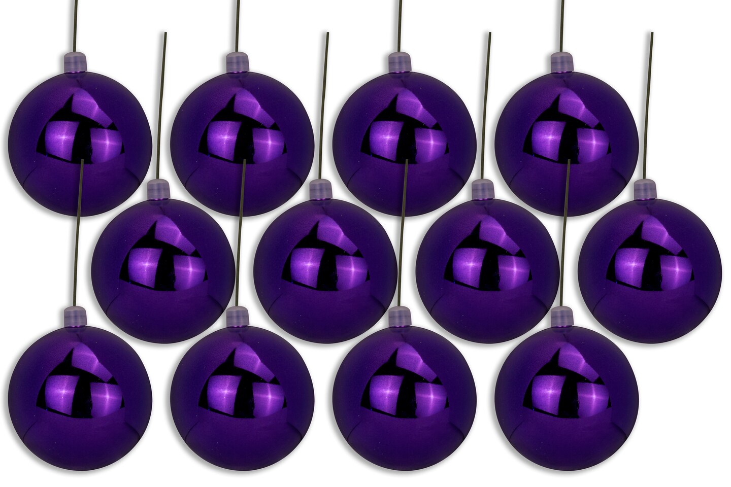 12 Pack 100mm 4&#x22; Shiny Purple Ball Ornament with Wire and UV Coating
