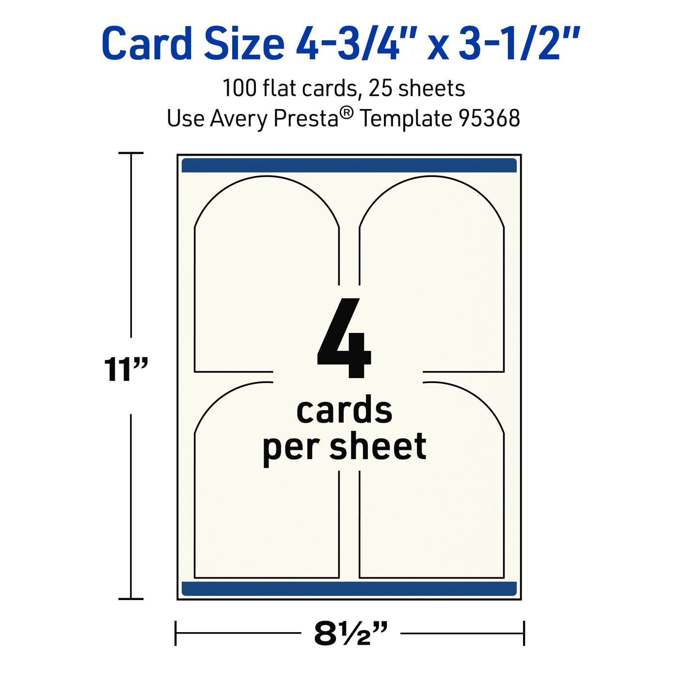 Avery Printable Arched Flat Cards, Sure Feed Technology, 4-3/4&#x22; x 3-1/2&#x22;, Matte Ivory Cardstock, Print-to-The-Edge, Laser/Inkjet Printable, 40 Total