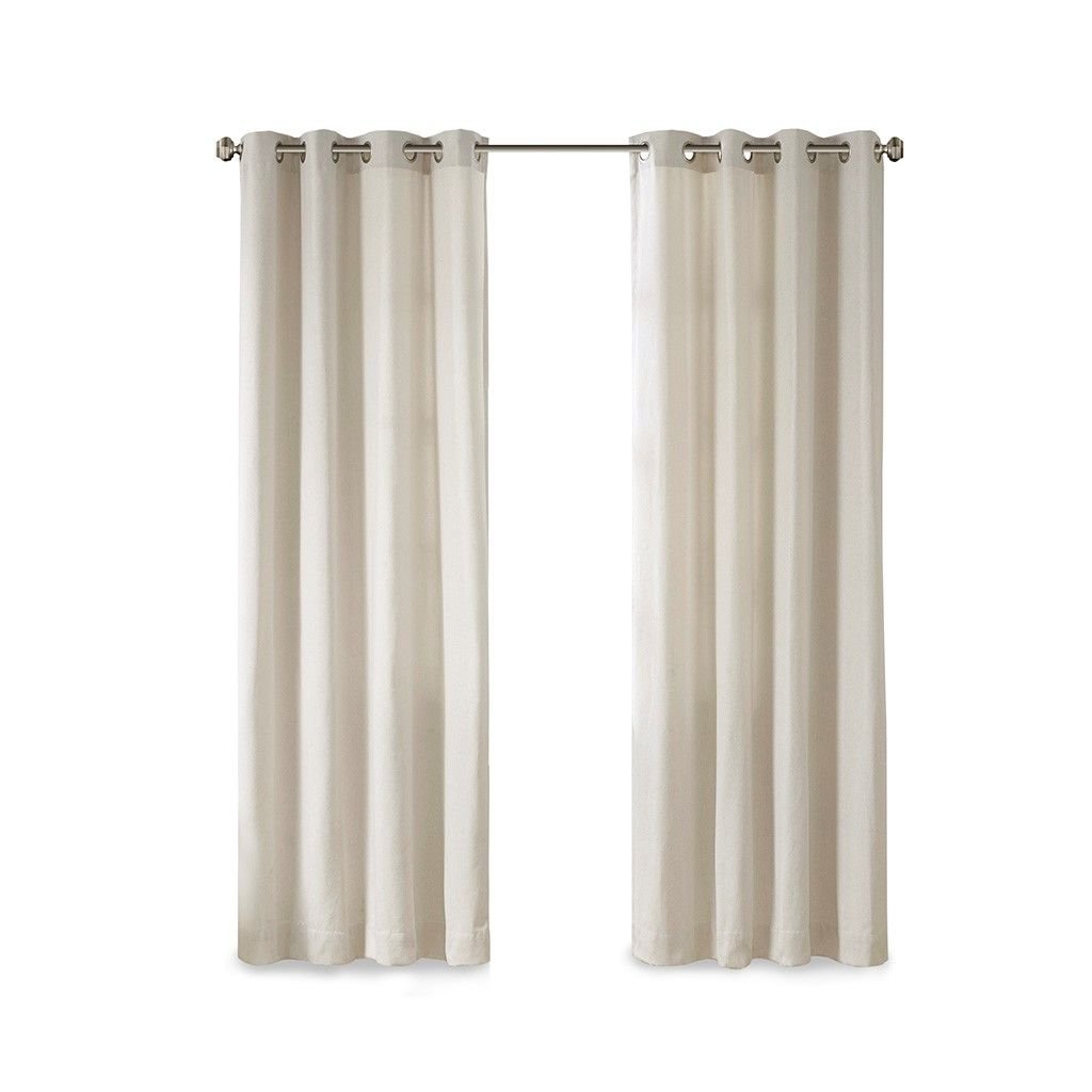 Edge Collections - 50" x 95" - Cream - Madison Park Solid Dyed Grommet Top Curtain Panel - 1 Piece