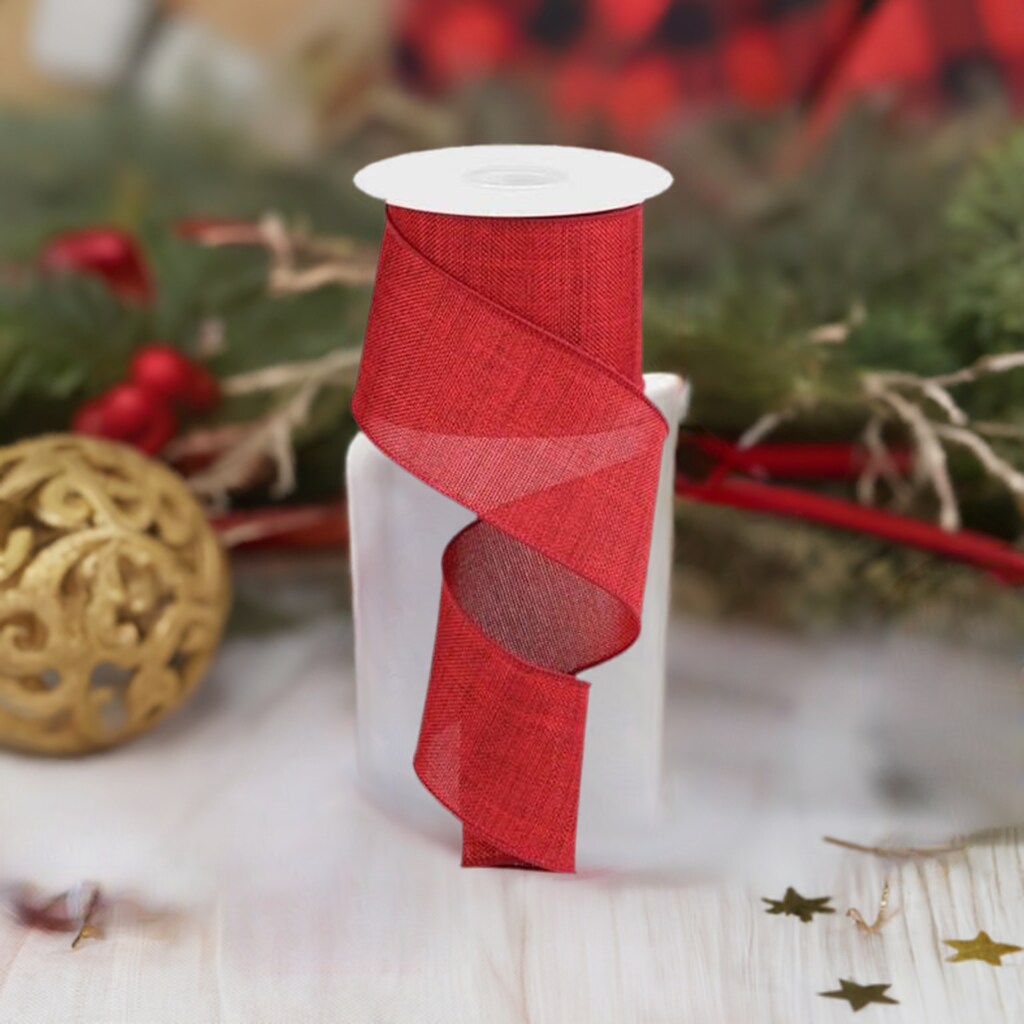 2.5&#x22; Thick Royal Burlap Ribbon: Dark Red (10 Yards)