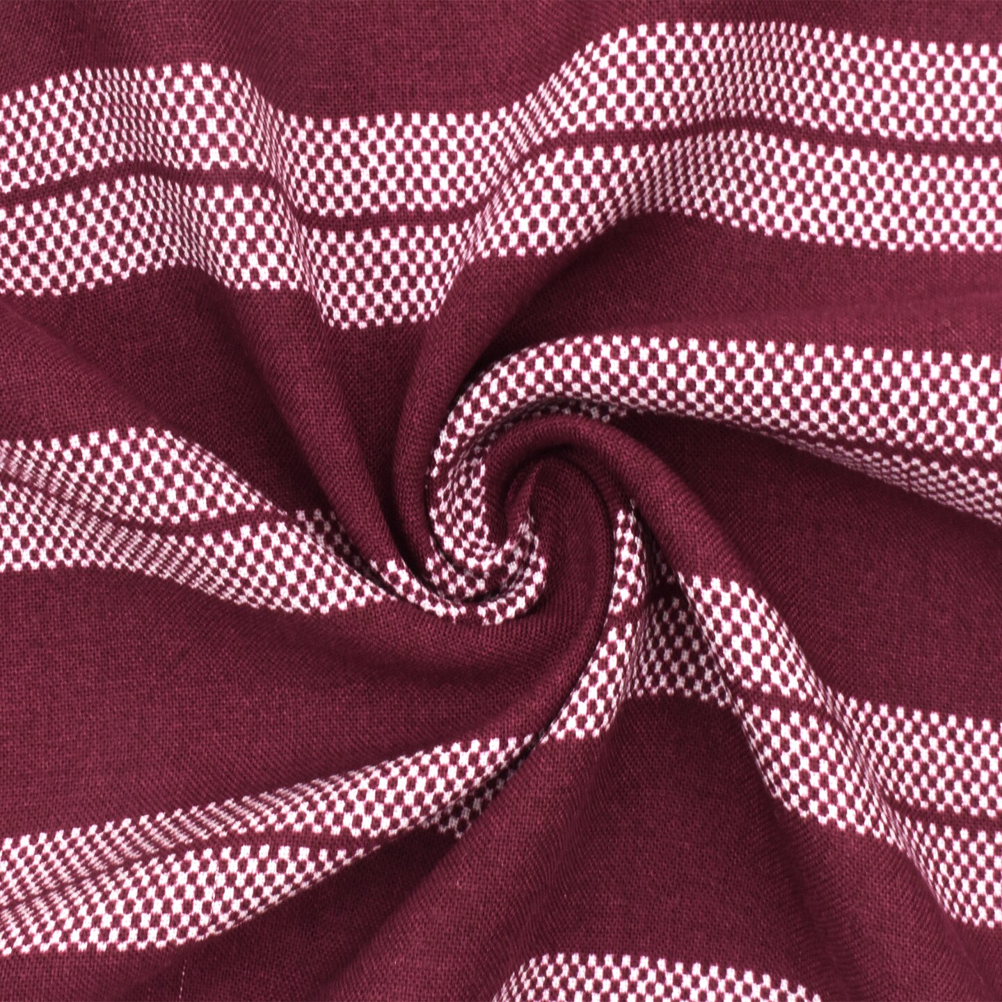 Raspberry Red-White Stripe Printed Challis Woven Fabric By the Yard