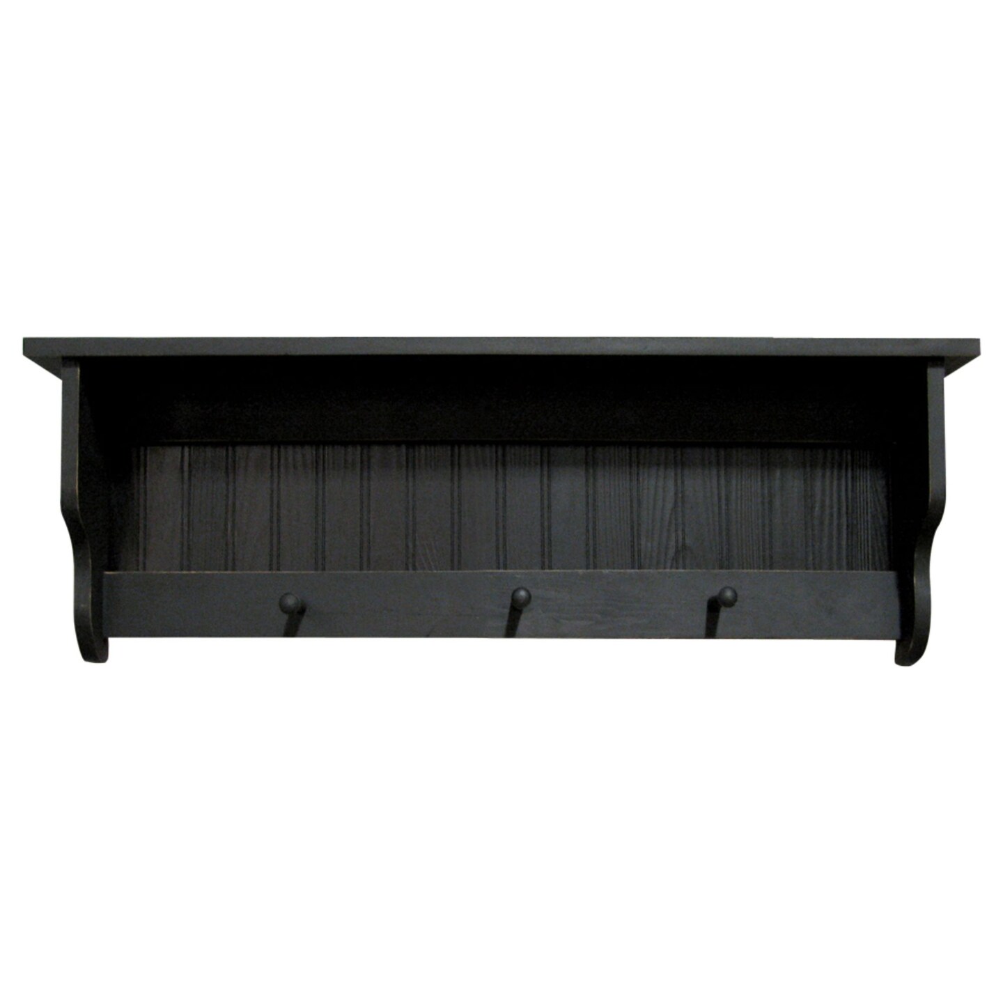 Contemporary Home Living 36" Distressed Black Rectangular Shelf with Pegs