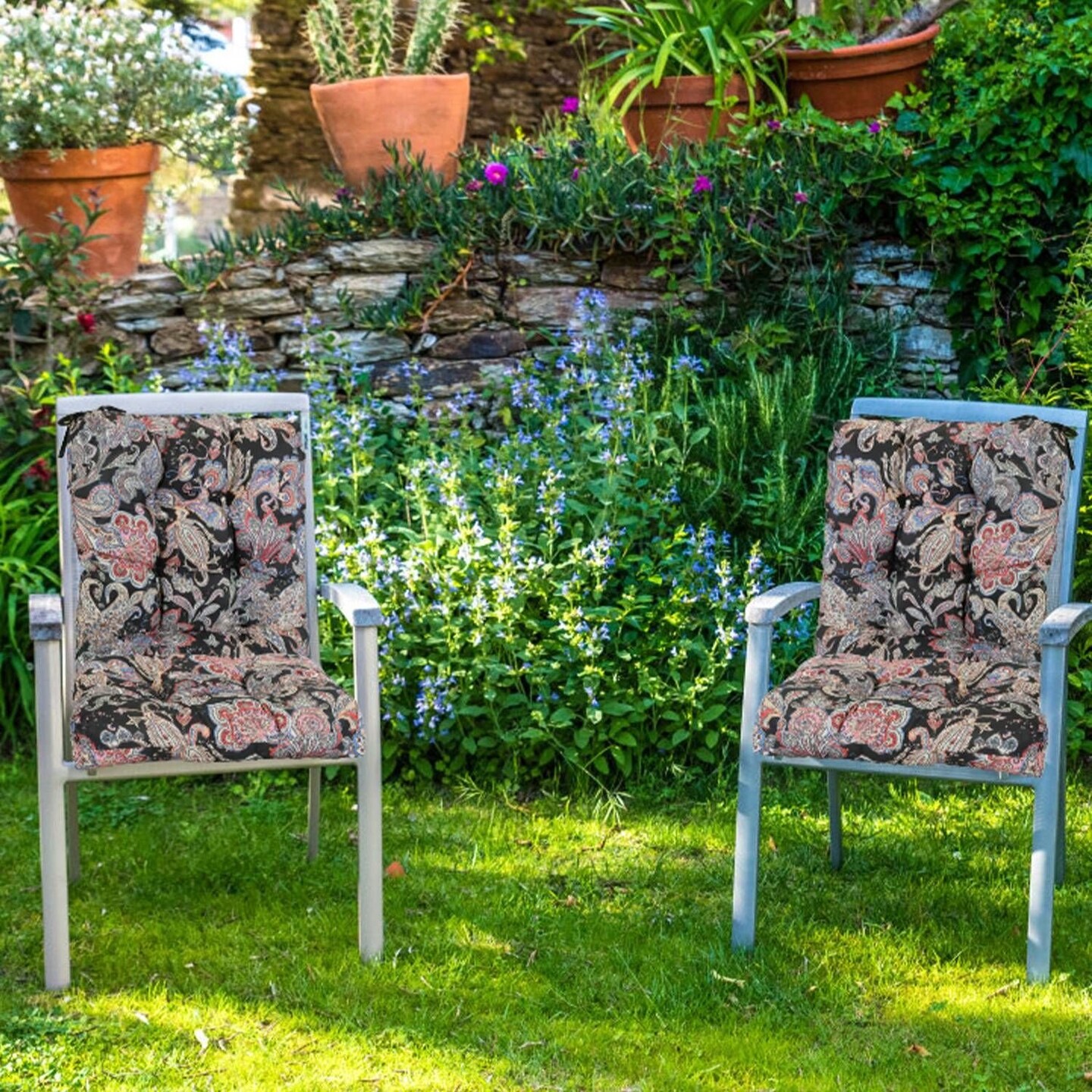 Edge Collections - 3.54" x 3.54" - Multicolor - Waterproof Rocking Chair Cushion Set - 2 Piece