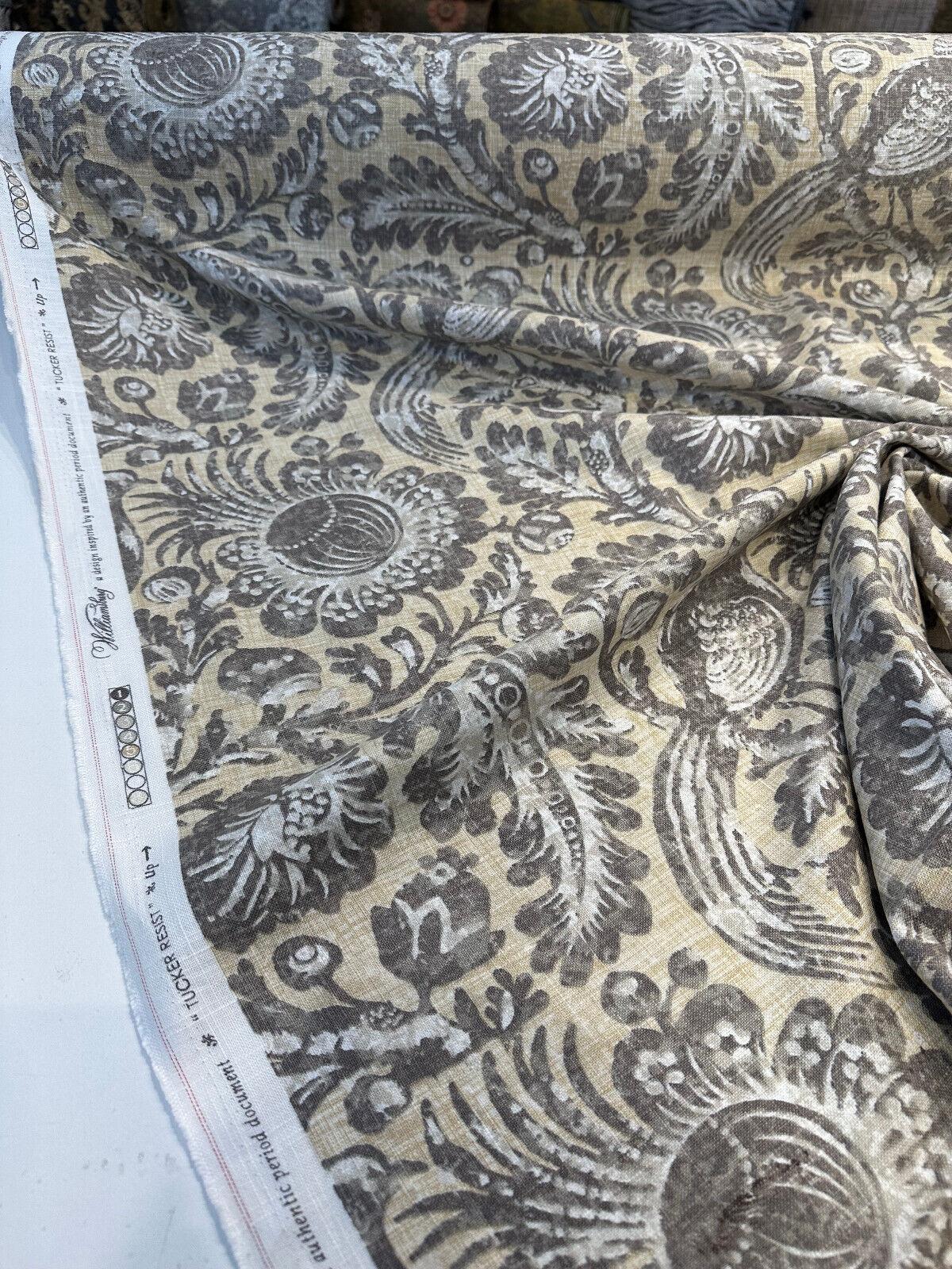 1 Yard Waverly Desert Bird Linen Rayon Blend Fabric, Upholstery Drapery Print 54&#x22; Wide