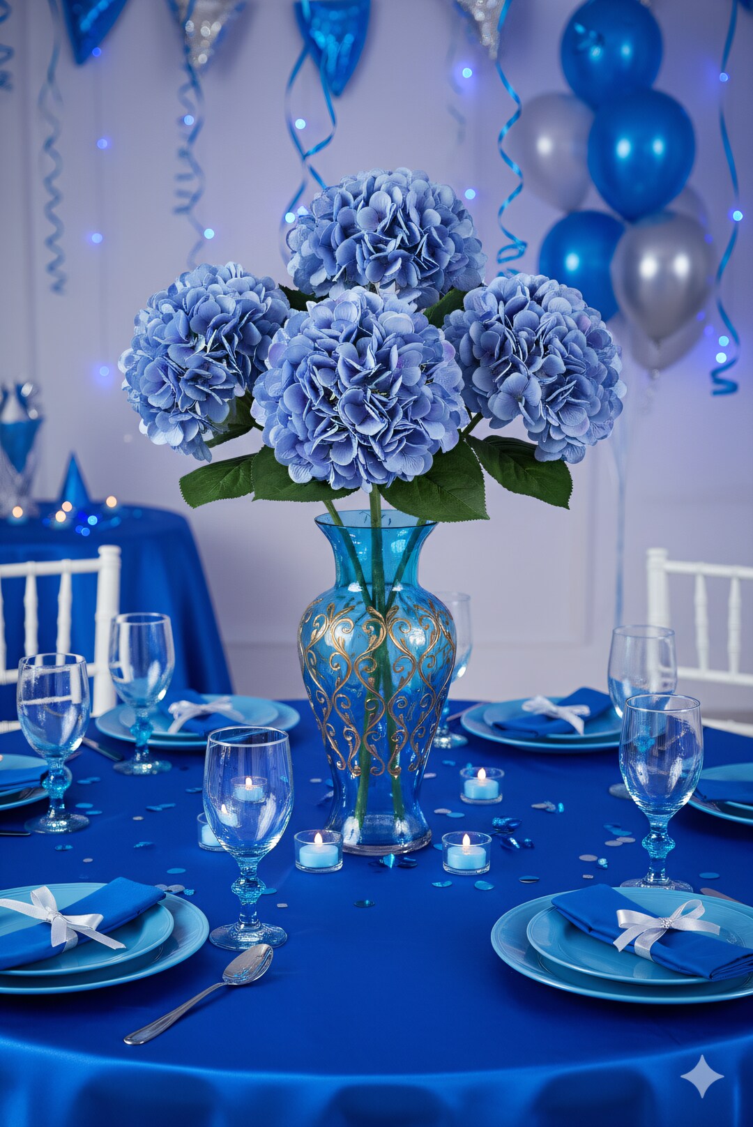 12PC 18" Blue Hydrangea Stem - Set of 12, 7" Diameter Blooms, Lifelike Floral Accents, Perfect for Arrangements, Events & Décor - Ideal for All Seasons, Floral Home by Artificial Flowers