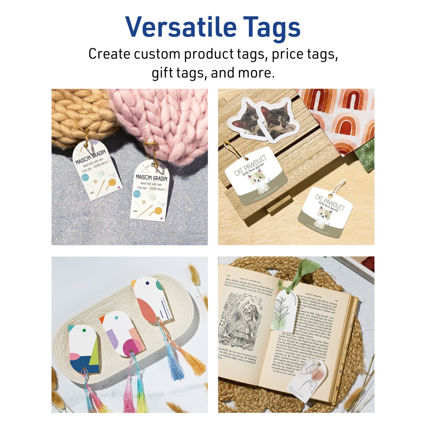 Avery Printable Arched Printable Tags, Sure Feed Technology, 2" x 3-1/2", Matte White Cardstock, Print-to-The-Edge, Laser/Inkjet Printable, 80 Total