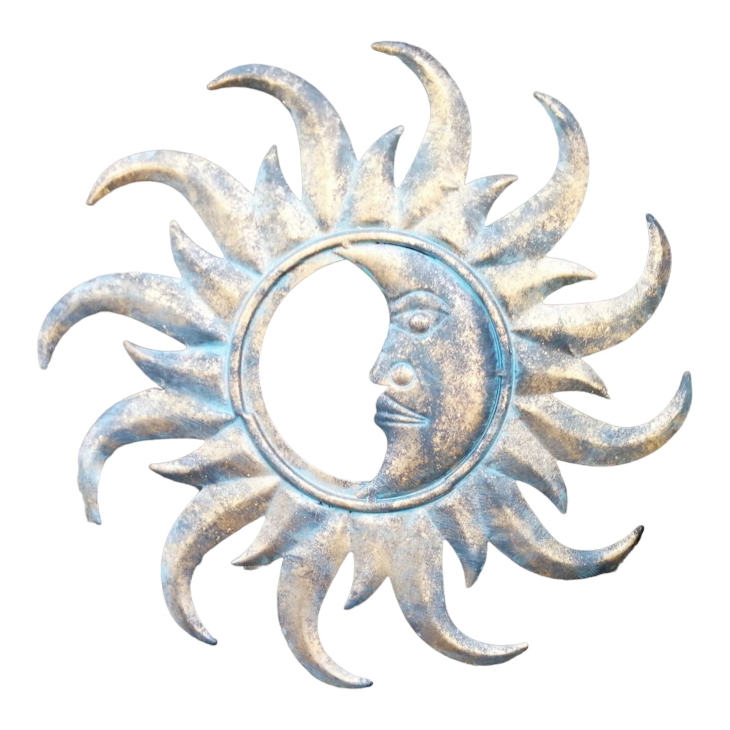 Hi-Line Gifts Half Moon Sun Face Outdoor Wall Decoration - 15.75"