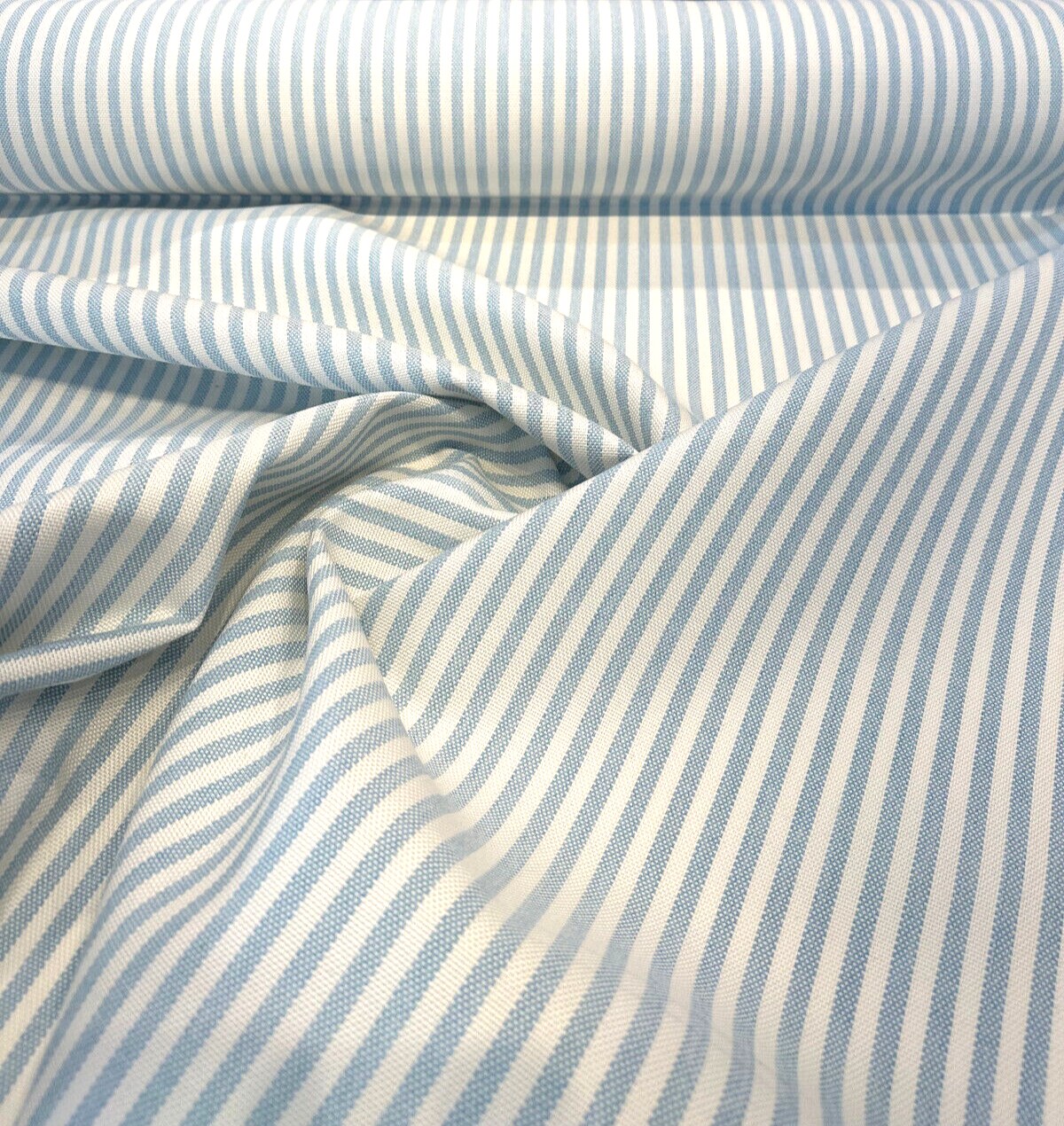 1 Yard Two Tone Pool Blue Ticking Look Stripe Outdoor Upholstery Fabric 54 Inch Width