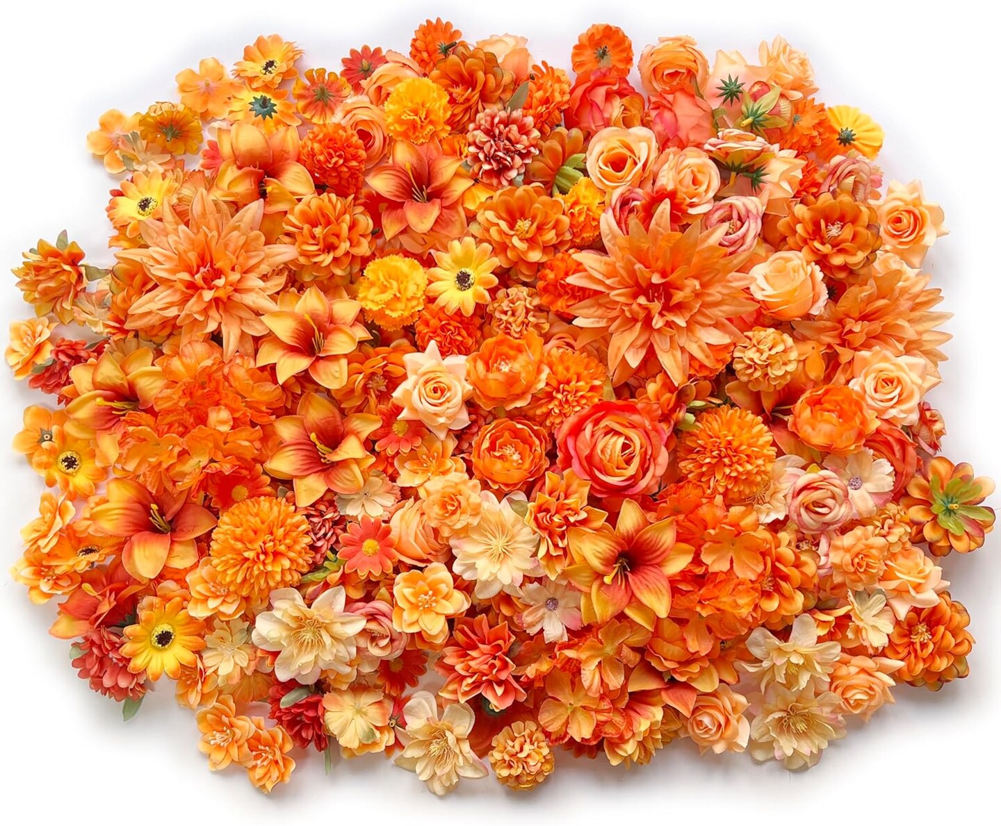 Artificial Marigold Flowers Bulk Halloween Decor (Orange) 1&#x22;D x 1&#x22;W x 1&#x22;H