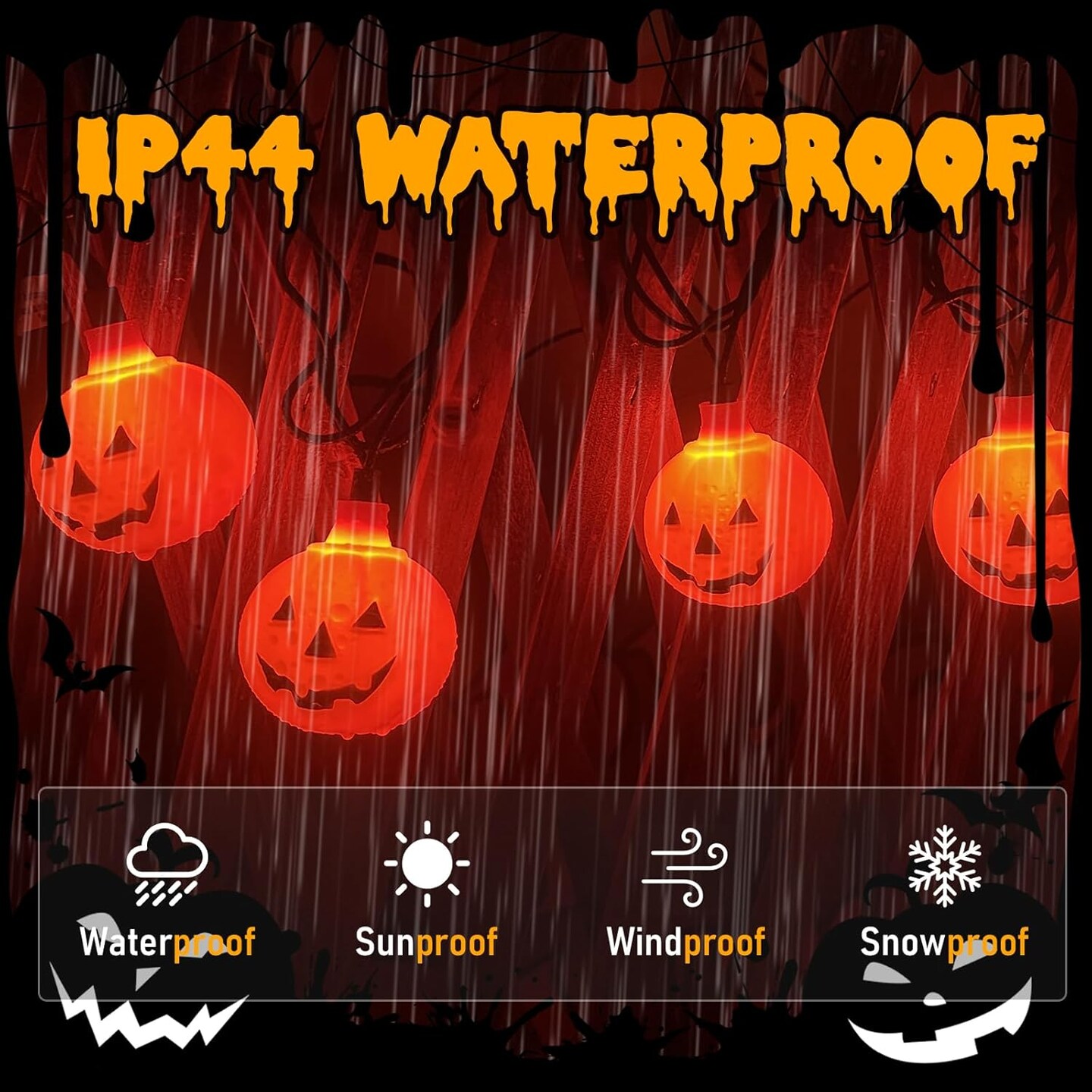 8.5Ft LED Pumpkin Lights String Lights Plug in(Blow Up Pumpkin Lights)
